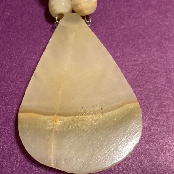 Hand carved large stone tribal face pendant on stone beaded necklace - Picture 5 of 6